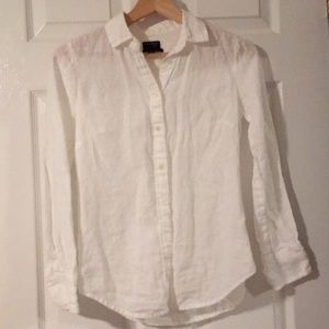 JCrew Irish Piece Dyed Linen White Button Up Shirt